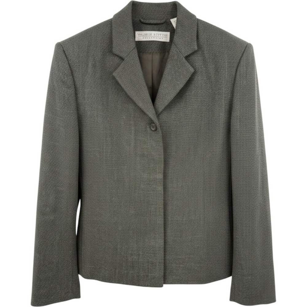 Vintage Valerie Stevens Pure Wool Blazer Brown Gray Women's 12 Classic Jacket